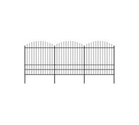 vidaXL Clôture de jardin à dessus en lance Acier (1,75-2)x5,1 m Noir
