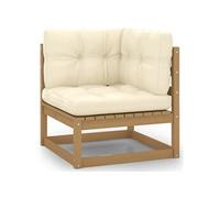 Canapé d'angle - vidaXL - 805718 - Bois de pin massif - Coussins crème - Design modulaire