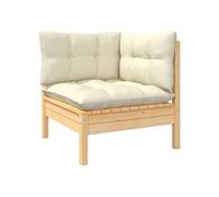 Vidaxl Canapé D'angle De Jardin Avec Coussins Crème Bois De Pin Massif