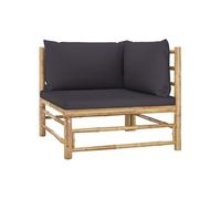 Vidaxl Canapé D'angle De Jardin Avec Coussins Gris Foncé Bambou Gris