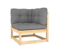 vidaXL Canapé d'angle de jardin avec coussins gris Bois de pin massif 805715