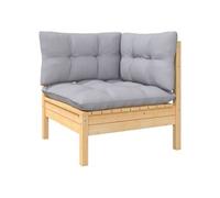 Vidaxl Canapé D'angle De Jardin Avec Coussins Gris Bois De Pin Massif