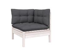 Bois de Pin Massif Salon de Jardin 3 pcs avec Coussins Blanc Mobilier vidaXL