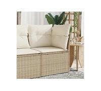 vidaXL Canapé d'angle de jardin avec coussins, dossier et housse en résine tressée beige