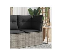 Vidaxl Canapé D'angle De Jardin Avec Coussins Gris Résine Tressée