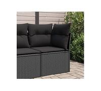 Vidaxl Canapé D'angle De Jardin Avec Coussins Noir Résine Tressée