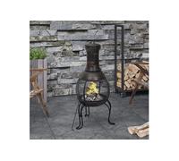 Tuinkachel met pook 39x39x90 cm staal363342
