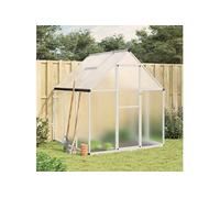 vidaXL Serre avec cadre de base argent 169x169x195 cm aluminium, serre en polycarbonate, serre de bricolage, abri de serre, serre portative