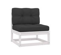 Tuinmiddenbank met antracietkleurige kussens grenenhout wit805721