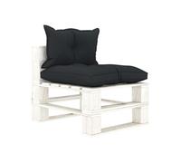 Tuinmiddenbank met antracietkleurige kussens pallet hout3052374
