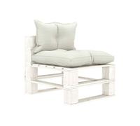 Tuinmiddenbank met beige kussens pallet hout3052422