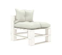 Tuinmiddenbank met beige kussens pallet hout3052422