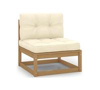 Tuinmiddenbank met crÃmekleurige kussens massief grenenhout805723