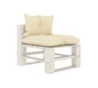Tuinmiddenbank met crÃmekleurige kussens pallet hout3052446