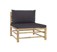 Tuinmiddenbank met donkergrijze kussens bamboe313154