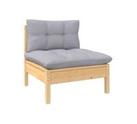 Vidaxl Canapé Central De Jardin Avec Coussins Gris Bois De Pin Massif Gris