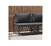 vidaXL Canapé central de jardin avec coussins anthracite tissu tissé 364143