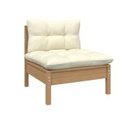Bois de Pin Massif Salon de Jardin 3 pcs avec Coussins Blanc Mobilier vidaXL
