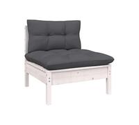 Tuinmiddenbank met kussens massief grenenhout wit806635