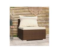 Tuinmiddenbank met kussens poly rattan bruin317504