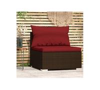 Canapé Central de Jardin avec Coussins Gris Résine Tressée Extérieur vidaXL