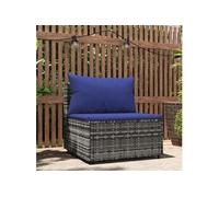 Tuinmiddenbank met kussens poly rattan grijs319849