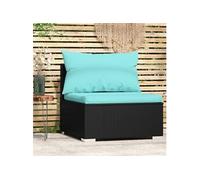 Tuinmiddenbank met kussens poly rattan zwart317537