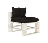 Tuinmiddenbank met zwarte kussens pallet hout3052350