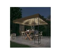 Tuinpaviljoen met LED-lichtslinger 3x3 m taupe3070309