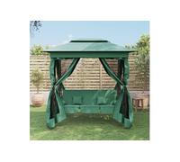 vidaXL Tonnelle de jardin banc pivotant convertible vert tissu acier 363327