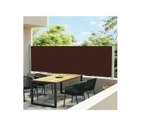 Vidaxl Auvent Latéral Rétractable De Patio 140x600 Cm Marron Blanc