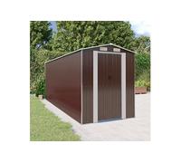 Vidaxl Abri De Jardin Marron Foncé 192x523x223 Cm Acier Galvanisé