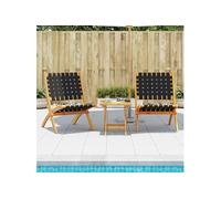 vidaXL Chaises de jardin pliantes 366510 - Lot de 2, bois d'acacia solide, tissu noir