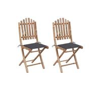 Tuinstoelen 2 st inklapbaar met kussens bamboe3063987