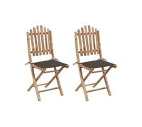 Tuinstoelen 2 st inklapbaar met kussens bamboe3063995