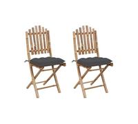 vidaXL Chaises de jardin pliables bamboe3064002 G 2 pcs bambou avec coussins