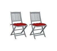 vidaXL Tuinstoelen 2 st inklapbaar met kussens massief acaciahout3064557 G