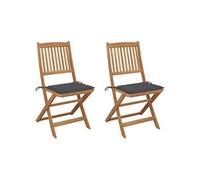 Tuinstoelen 2 st inklapbaar met kussens massief acaciahout3064644