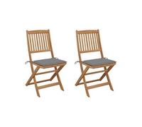 vidaXL Chaises de jardin pliantes 2 pcs. avec coussins en bois massif d'acacia