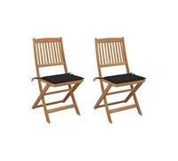 Vidaxl Chaises Pliables De Jardin 2 Pcs Avec Coussins Bois D'acacia
