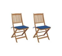 Chaises pliables de jardin 2 pcs avec coussins Bois d'acacia