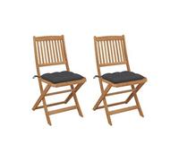 vidaXL Chaises de jardin pliantes 2 pcs. avec coussins en bois massif d'acacia