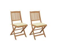 Vidaxl Chaises Pliables De Jardin 2 Pcs Avec Coussins Bois D'acacia