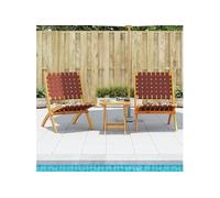 Tuinstoelen 2 st inklapbaar met tafel massief hout rood3214220