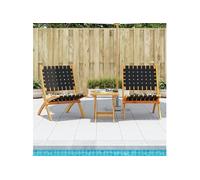 Tuinstoelen 2 st inklapbaar met tafel massief hout zwart3214219