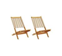 Vidaxl Chaises De Jardin Lot De 2 Beige Bois D'acacia Et Polypropylène