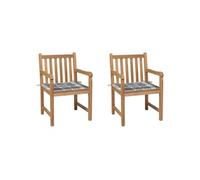Vidaxl Chaises De Jardin 2 Pcs Avec Coussins À Carreaux Gris Teck Gris