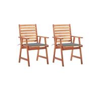 Lot de 4 Chaises à Manger d'Extérieur avec Coussins Siège Acacia Massif vidaXL