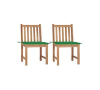 vidaXL Lot de 2 Chaises de Jardin avec Coussins, Sièges de Terrasse, Chaises de Salle à Manger, Meubles de Patio Extérieur, Bois de Teck Massif Bois