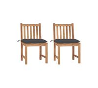 vidaXL – Chaises de jardin – Bois de teck massif – Coussins en tissu polyester anthracite